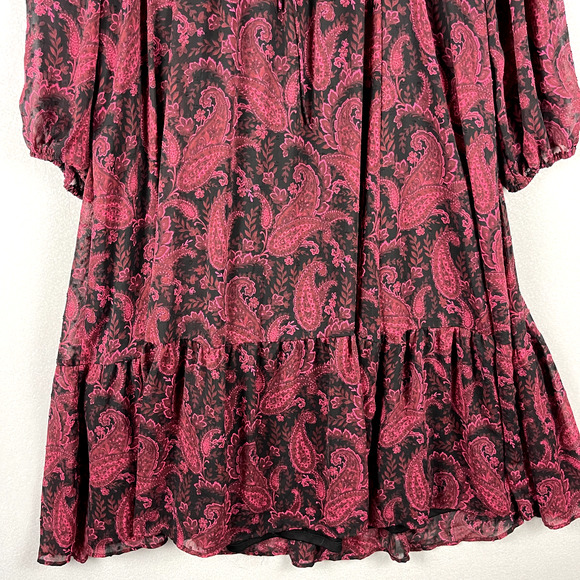 Torrid Tea Length Clip Dot Open Back A-Line Dress Womens 1X Burgundy Paisley - Picture 12 of 15